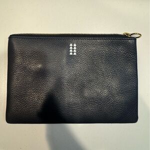 Madewell leather navy blue pouch clutch